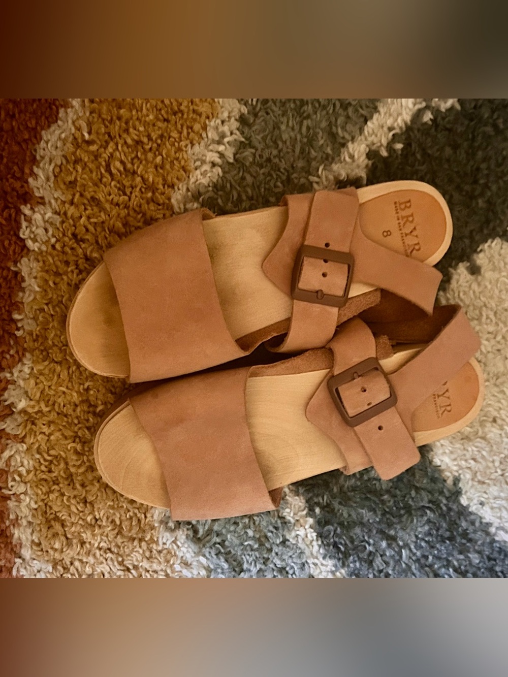 BRYR Ursi Platform Nubuck Clog Sandals in Blush Sz US 8 EU 38 - Picture 6 of 8